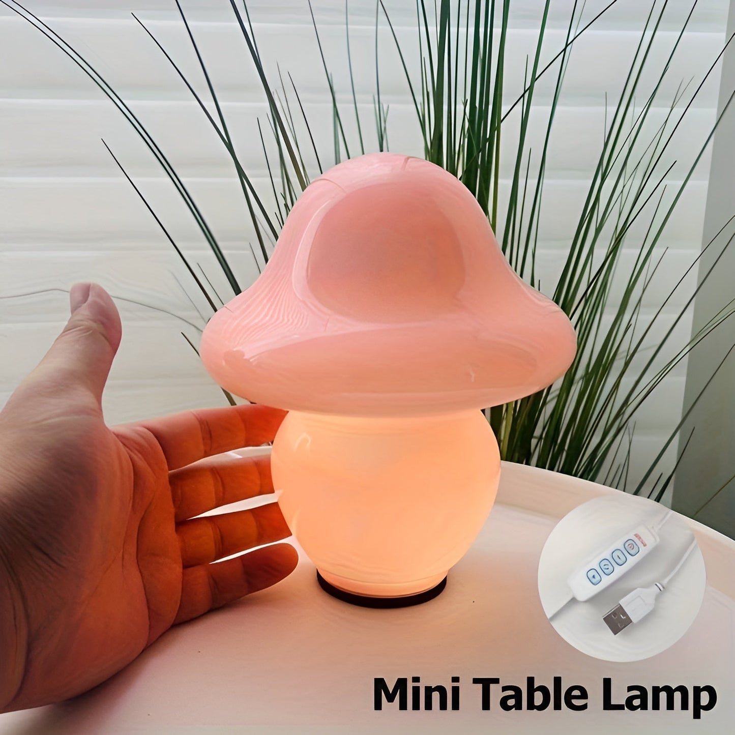 Mushroom Design Glass Lamp - Enchanting USB Lighting