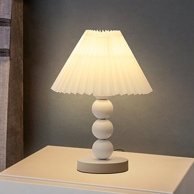 Contemporary Scandinavian Cone Round Hardware Fabric 1-Light Table Lamp for Bedroom