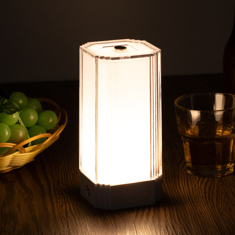 Modern Rechargeable LED Acrylic Table Lamp - White, 300lm