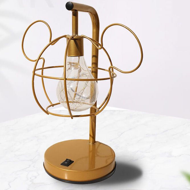 Kreative Mouse Metal Cage LED Decorative Battery Table Lamp