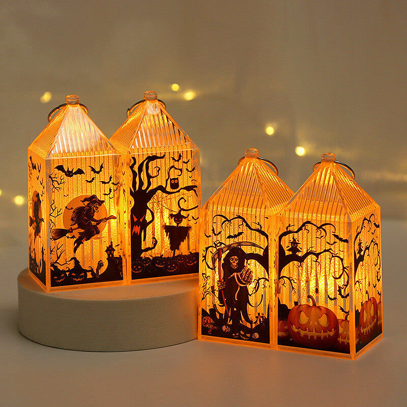 Halloween Pumpkin Portable Skeleton Witch Lantern Decoration Lights
