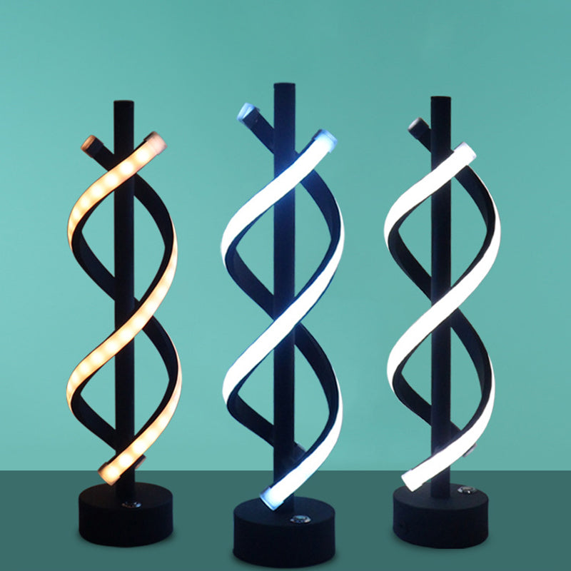 Contemporary Nordic Dual Spiral LED Table Lamp for Bedroom