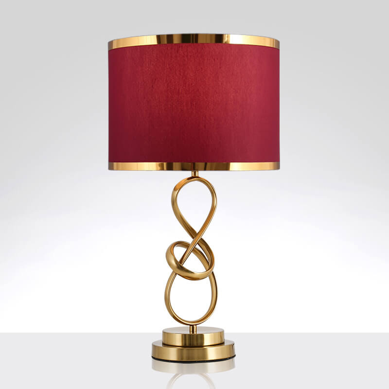 Modern Lightweight Luxurious Table Lamp 1 Light Red Fabric Knot Ring