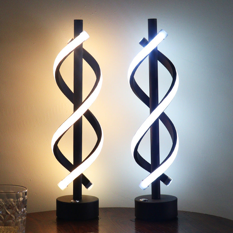 Contemporary Nordic Dual Spiral LED Table Lamp for Bedroom
