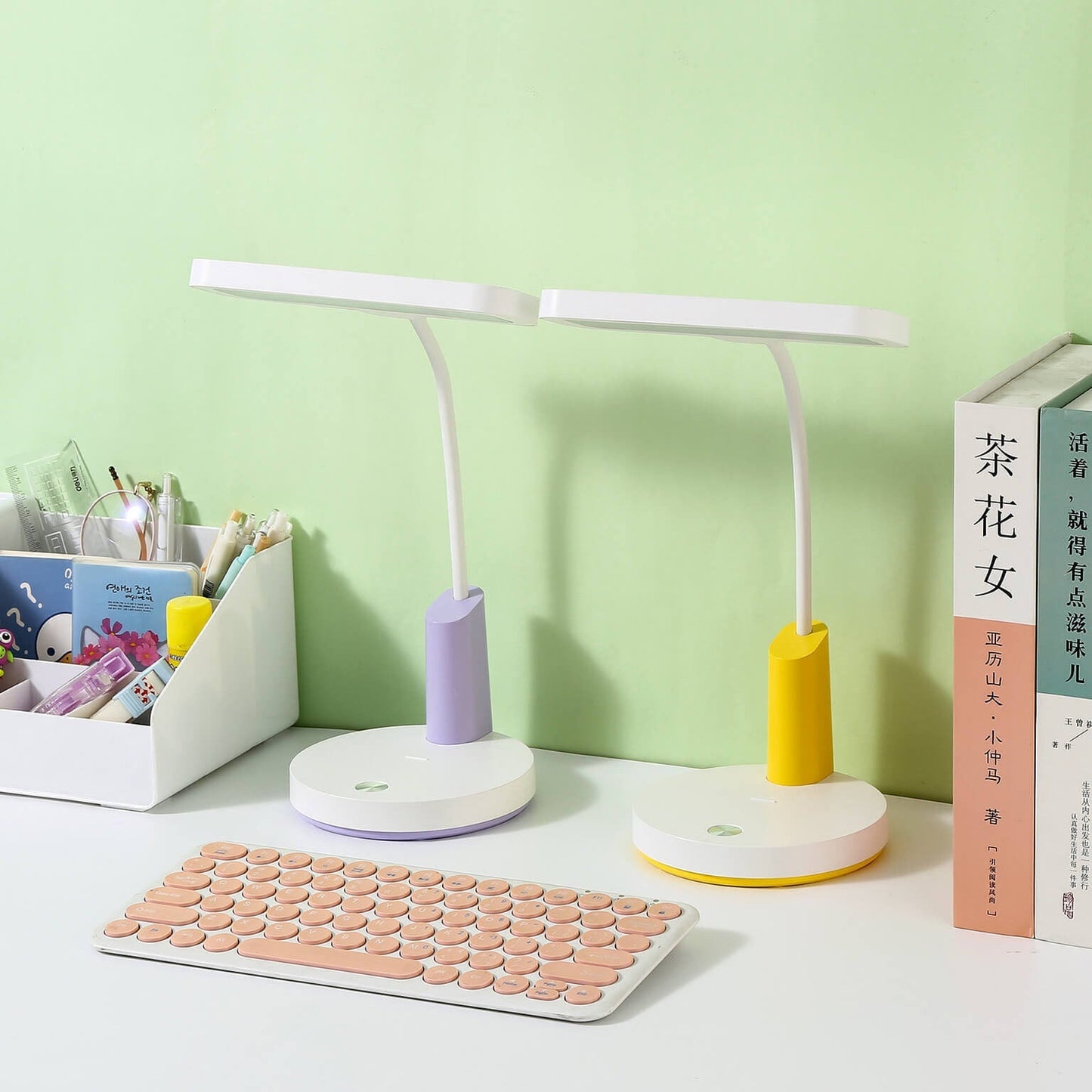 Einfache Long Shadow Round Base Touch Charge LED Desk Lamp