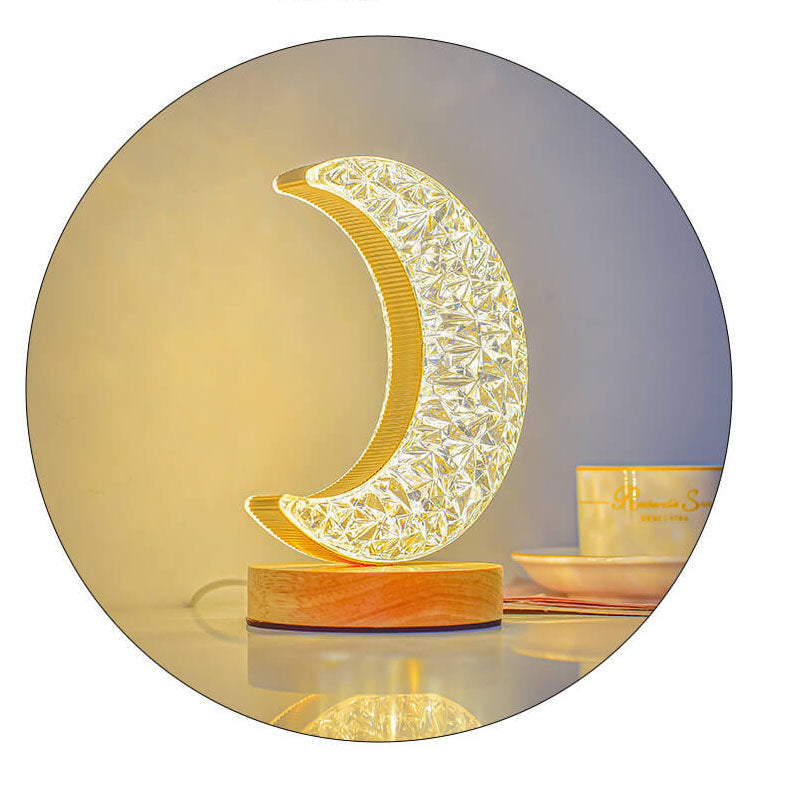 Nordic Creative Acrylic Moon Star Wooden LED USB Table Lamp