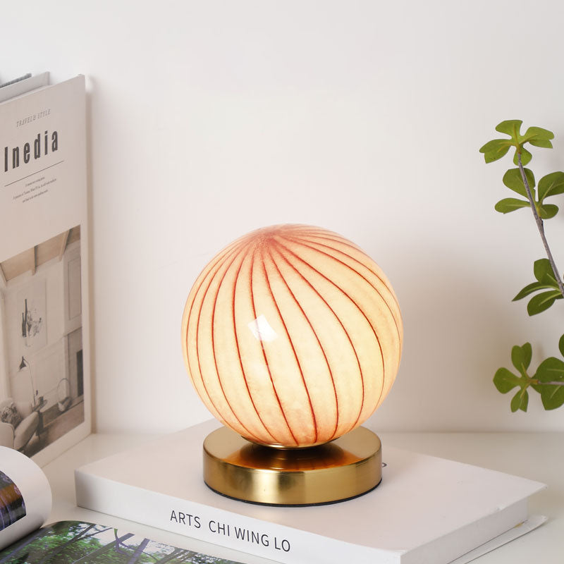 Modern Simplicity Glass Iron Ball Stripe Planet LED Rechargeable Table Lamp for Bedroom