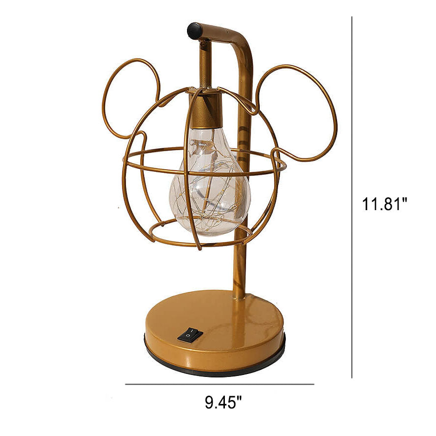 Kreative Mouse Metal Cage LED Decorative Battery Table Lamp