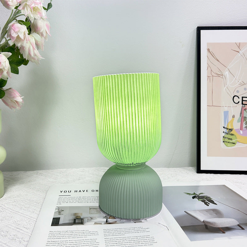 Modern Minimalist Cylinder Funnel Glass 1-Light Table Lamp