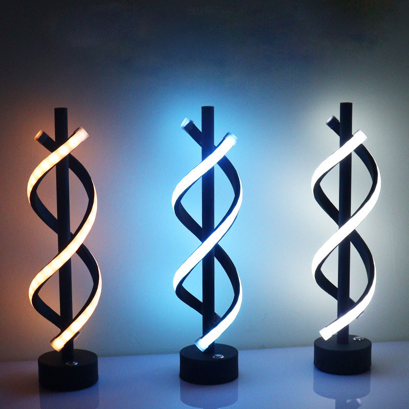 Contemporary Nordic Dual Spiral LED Table Lamp for Bedroom