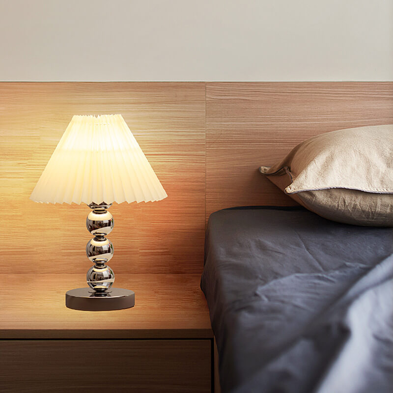 Contemporary Scandinavian Cone Round Hardware Fabric 1-Light Table Lamp for Bedroom