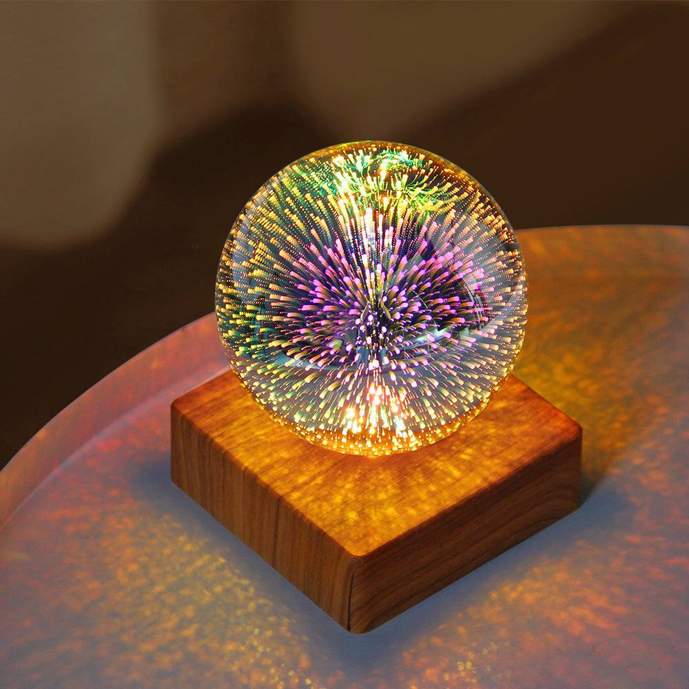 Farbige Glass Ball USB Plug 1-Light LED Decorative Table Lamp