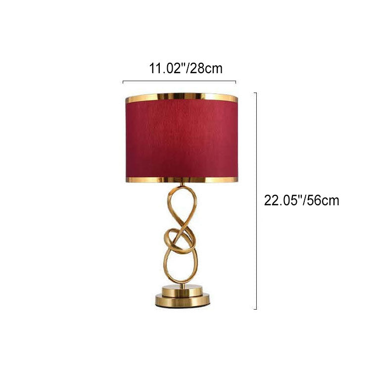 Modern Lightweight Luxurious Table Lamp 1 Light Red Fabric Knot Ring