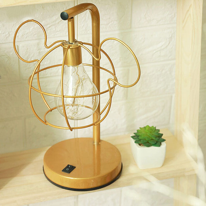 Kreative Mouse Metal Cage LED Decorative Battery Table Lamp