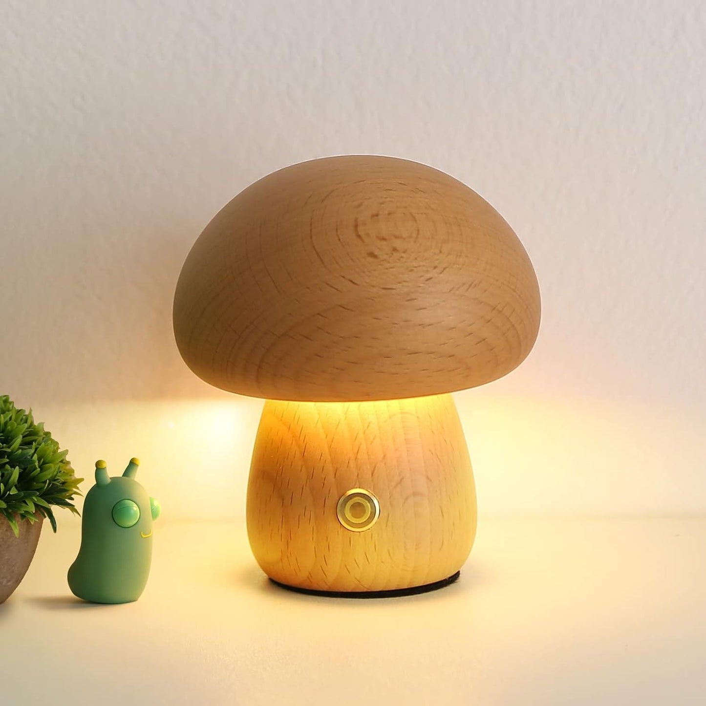 Contemporary Creative USB Mushroom Wooden LED Table Lamp