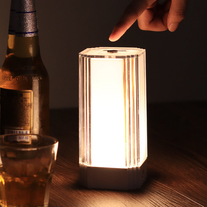 Modern Rechargeable LED Acrylic Table Lamp - White, 300lm