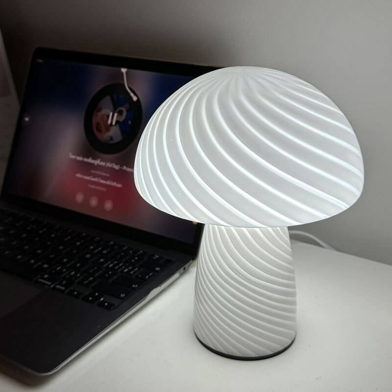 Moderne Minimalistische Mushroom Glass 1-Light Table Lamp