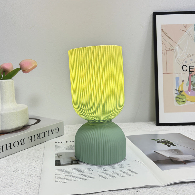 Modern Minimalist Cylinder Funnel Glass 1-Light Table Lamp