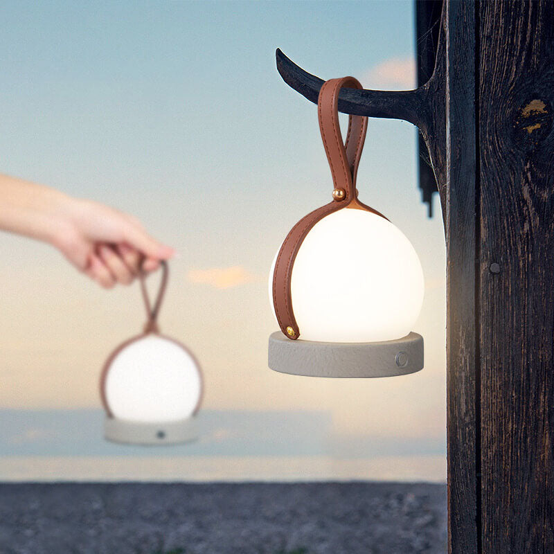 Portable LED USB Night Light Table Lamp - Simple Round Faux Leather