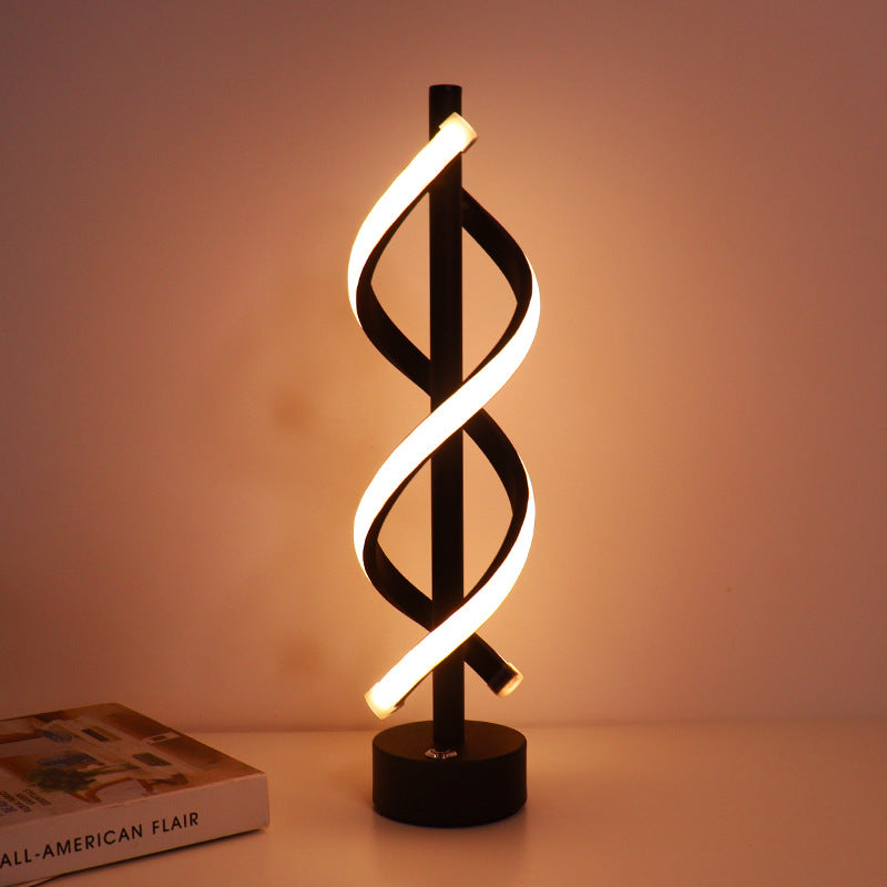 Contemporary Nordic Dual Spiral LED Table Lamp for Bedroom