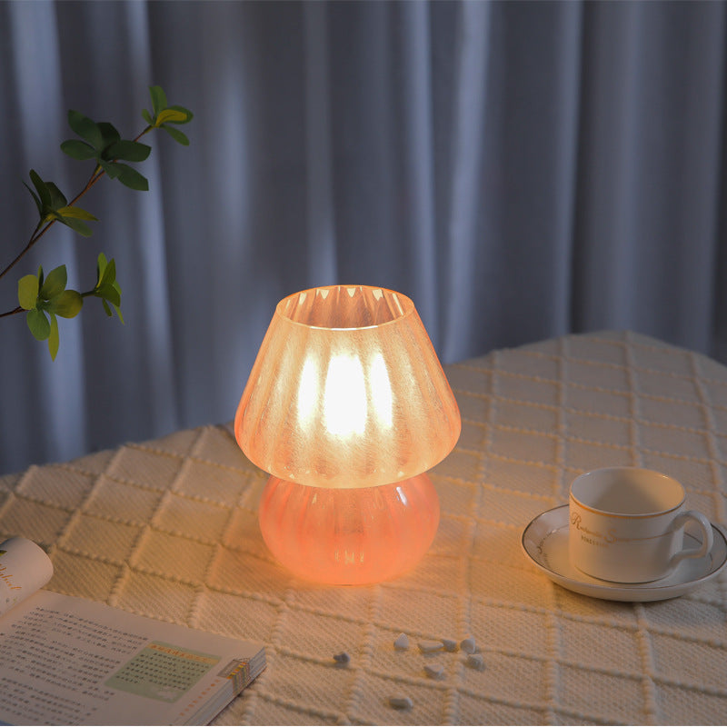 Modern Simplicity Glass Mushroom 1-Light Table Lamp Bedroom