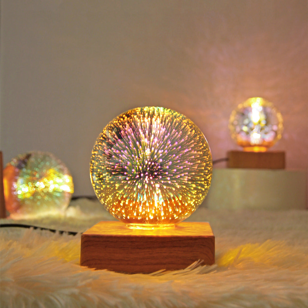 Farbige Glass Ball USB Plug 1-Light LED Decorative Table Lamp