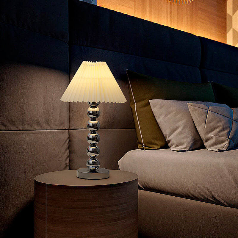 Contemporary Scandinavian Cone Round Hardware Fabric 1-Light Table Lamp for Bedroom