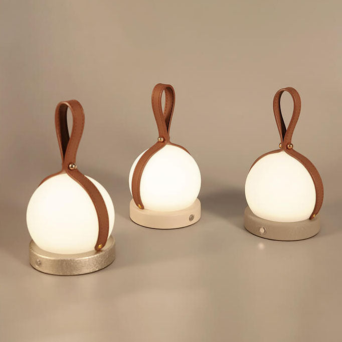 Portable LED USB Night Light Table Lamp - Simple Round Faux Leather