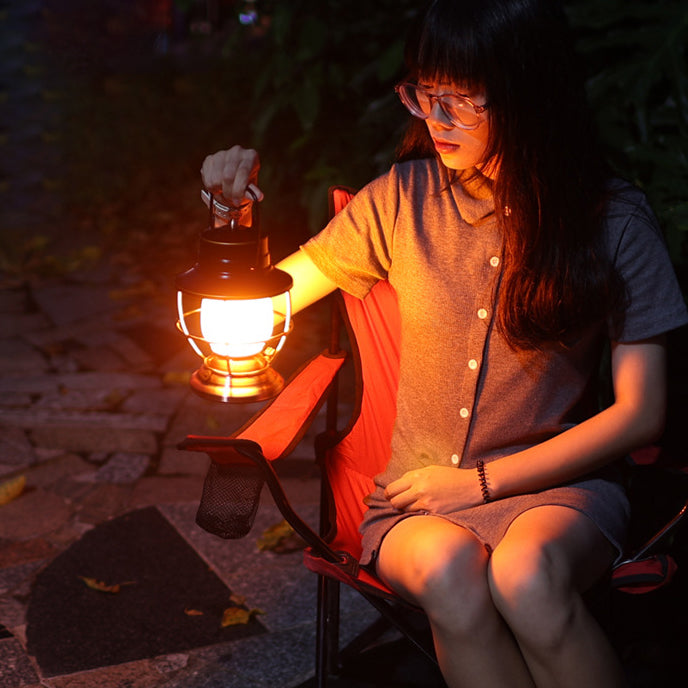Traditional Farmhouse Waterproof Rechargeable Iron Acrylic Cylinder LED Table Lamp for Living Room