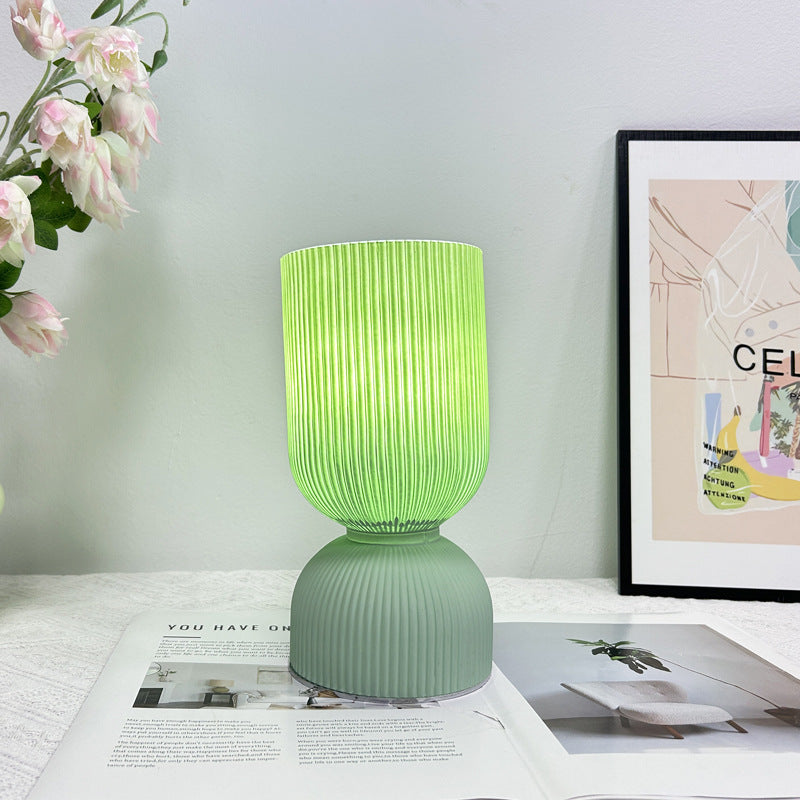 Modern Minimalist Cylinder Funnel Glass 1-Light Table Lamp