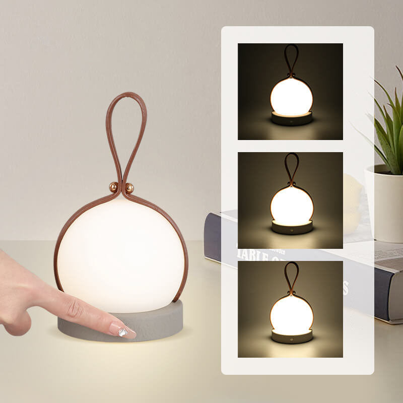 Portable LED USB Night Light Table Lamp - Simple Round Faux Leather