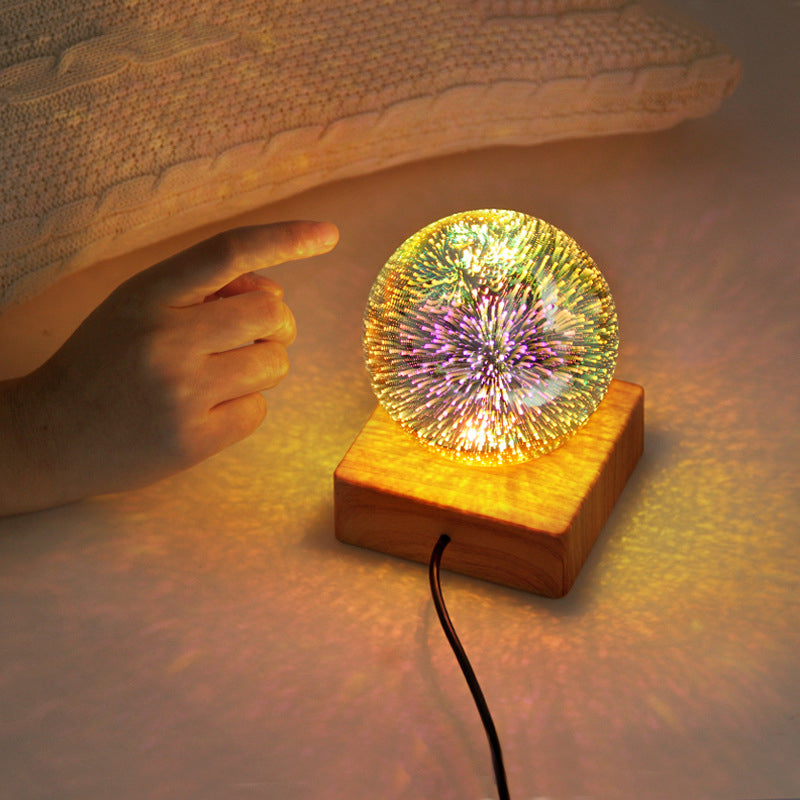 Farbige Glass Ball USB Plug 1-Light LED Decorative Table Lamp