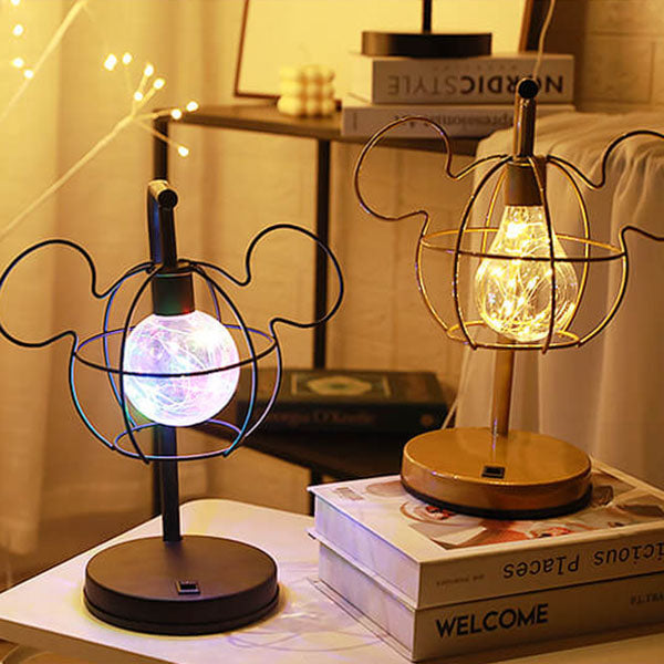 Kreative Mouse Metal Cage LED Decorative Battery Table Lamp
