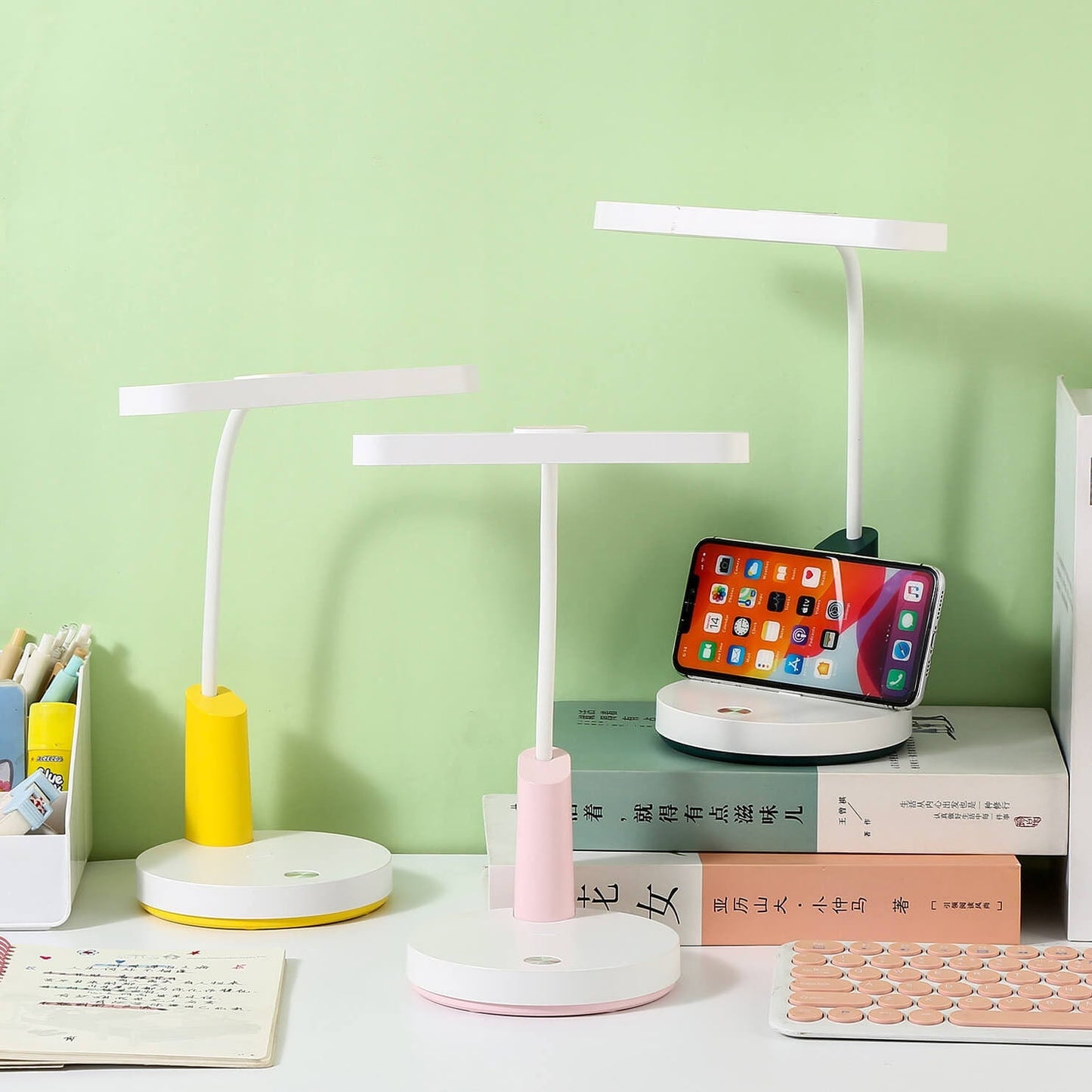 Einfache Long Shadow Round Base Touch Charge LED Desk Lamp