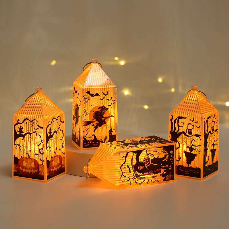 Halloween Pumpkin Portable Skeleton Witch Lantern Decoration Lights