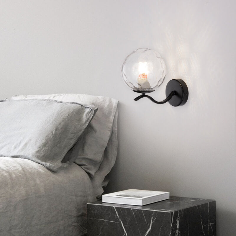 Luxus Iron Holder Spherical Glass Shade 1-Light Wall Sconce