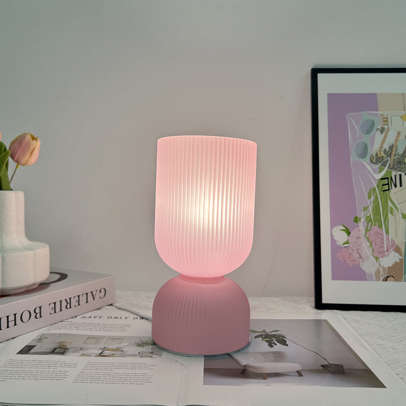 Modern Minimalist Cylinder Funnel Glass 1-Light Table Lamp