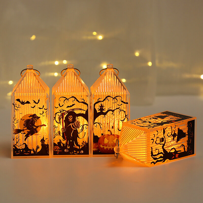 Halloween Pumpkin Portable Skeleton Witch Lantern Decoration Lights
