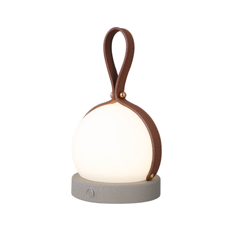 Portable LED USB Night Light Table Lamp - Simple Round Faux Leather
