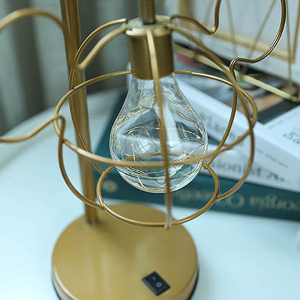 Kreative Mouse Metal Cage LED Decorative Battery Table Lamp