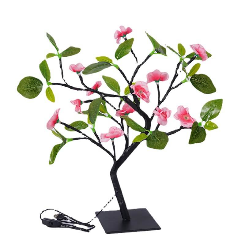 Simulation Peach Blossom Tree Green LED Table Lamp