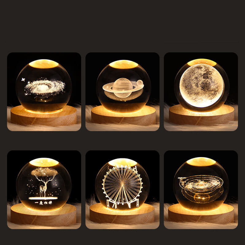 Creative Decorative Star System Crystal Ball USB LED Table Lamp