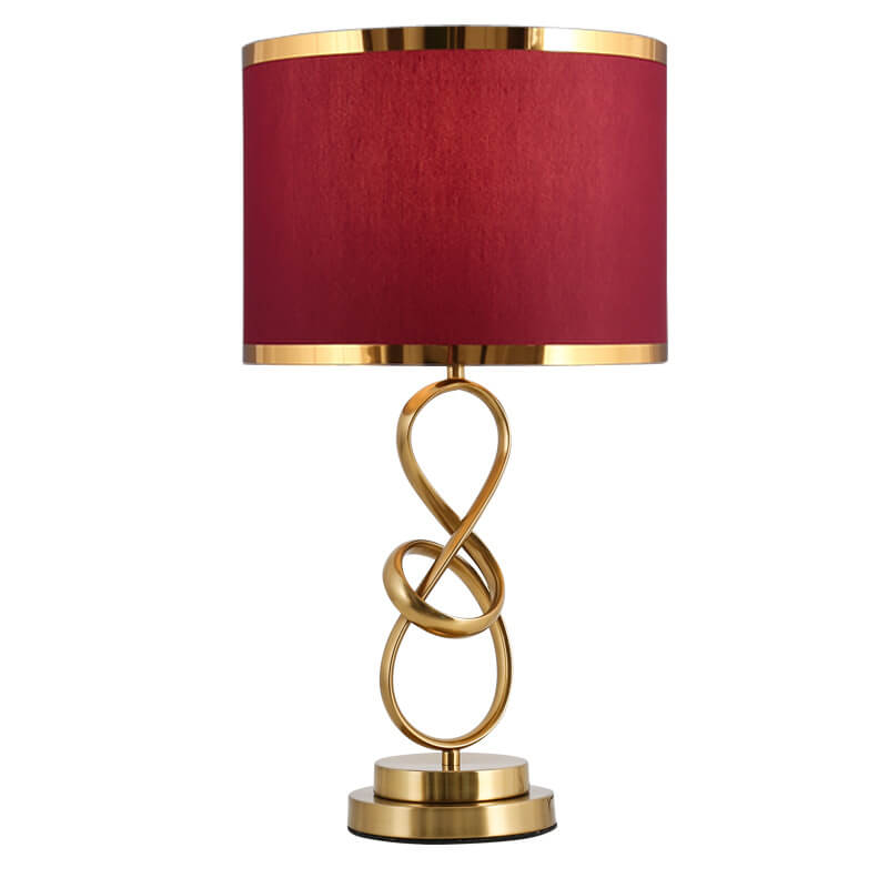 Modern Lightweight Luxurious Table Lamp 1 Light Red Fabric Knot Ring