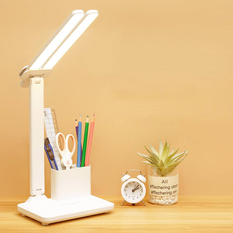 Adjustable LED Desk Lamp with Dual Heads and Multi-Angle Design