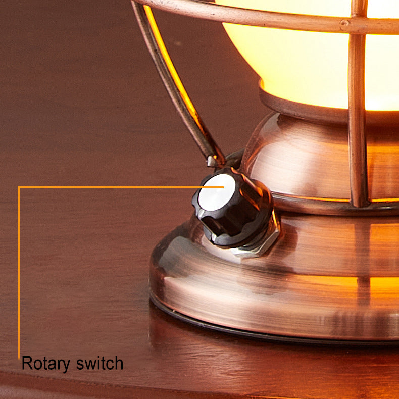 Traditional Farmhouse Waterproof Rechargeable Iron Acrylic Cylinder LED Table Lamp for Living Room