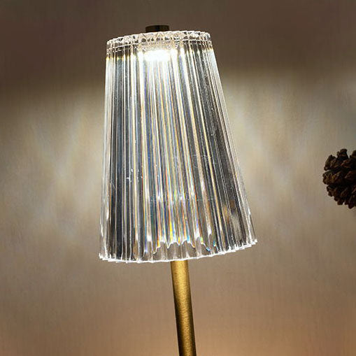 Traditional Vintage Flower Metal Acrylic LED Table Lamp for Bedroom