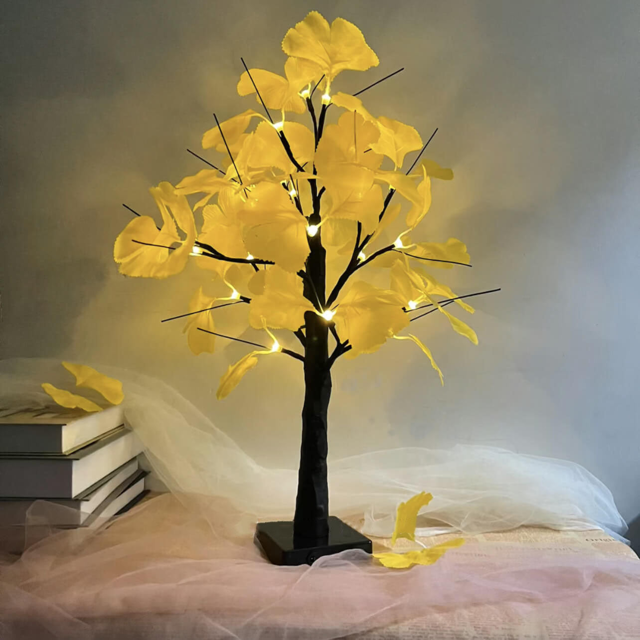 Illuminated Ginkgo Tree Table Lamp USB Battery Decor Light