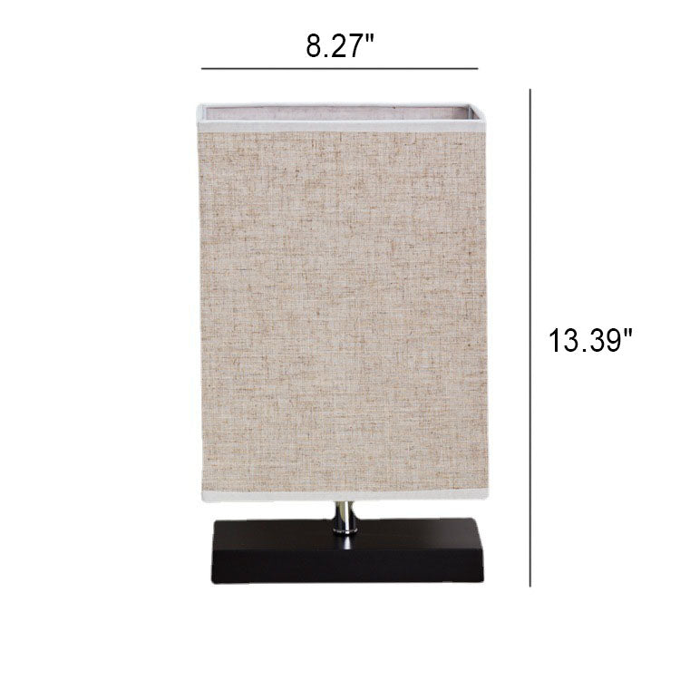 Modern Simplicity Rectangular Linen Black Wooden Base 1-Light Table Lamp