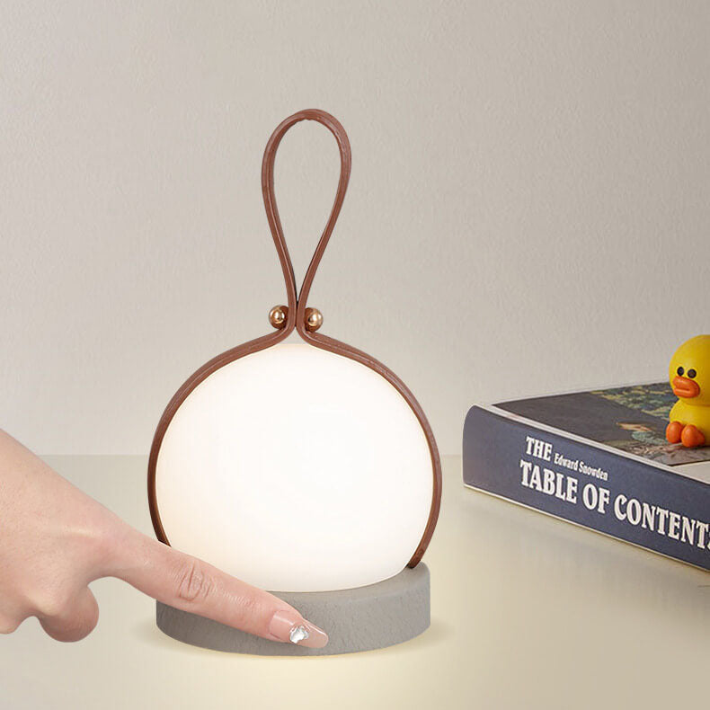 Portable LED USB Night Light Table Lamp - Simple Round Faux Leather