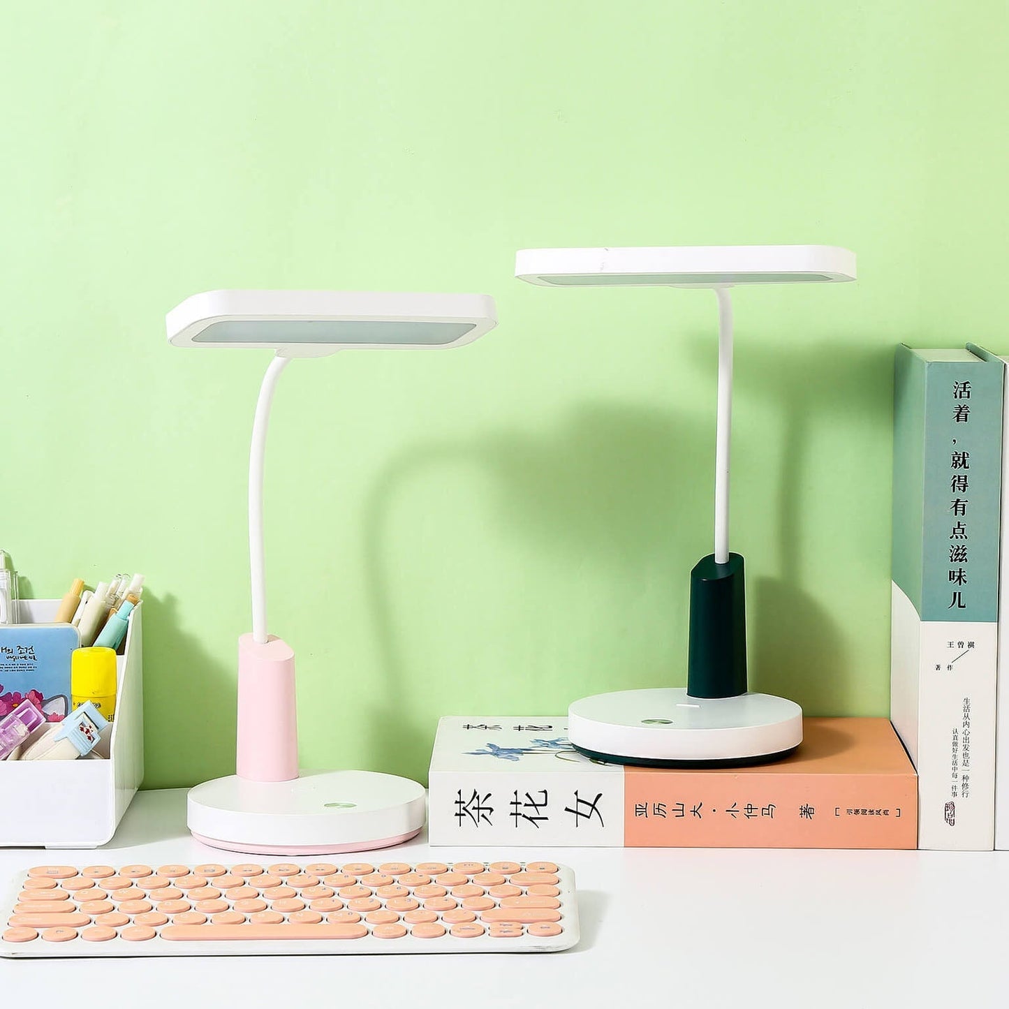 Einfache Long Shadow Round Base Touch Charge LED Desk Lamp